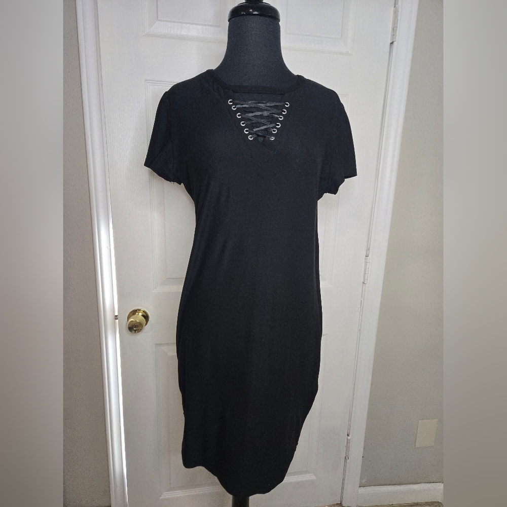 Moral Fiber Black Lace-Up Dress